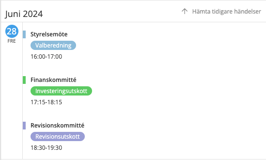 labels in calendar describing meeting types